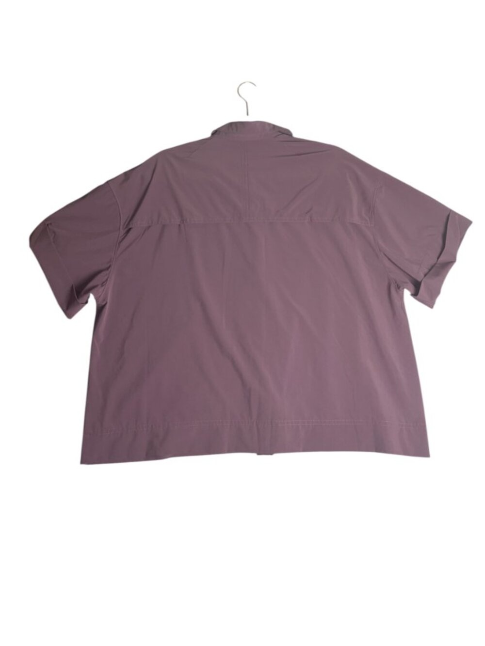 Athleta Size L Hike Packable Top Vented Short Sleeve Button Front Mauve Utility - Picture 6 of 7
